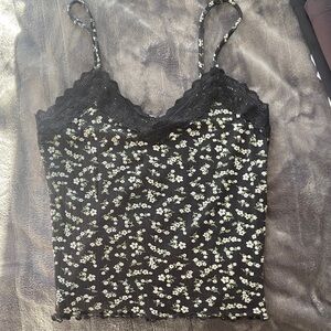 Floral Lace Trim Cami Top
